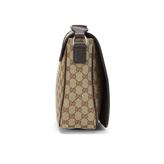 Gucci 449171 622011 Unisex Beige & Brown Canvas / Calf-Skin Leather Messenger Bag (GG2060)-AmbrogioShoes