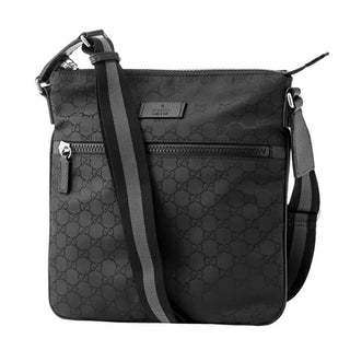 Gucci 449184 G1XHN 8615 O Messenger Unisex's Black Nylon GG Guccissima Web Crossbody Bag (GG2073)-AmbrogioShoes