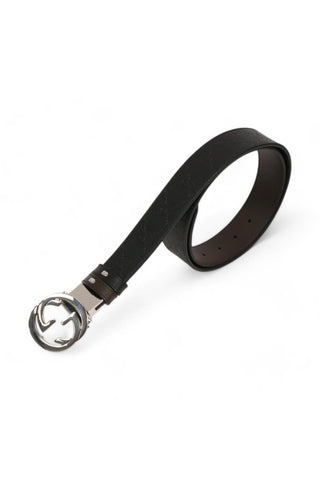 Gucci 473030 CWCWN Belt Black Monogram Leather with Silver GG Reversible Buckle (GGB1006)
