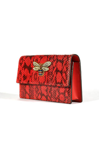Gucci 476079 2134 Bee Women's Red Snake Skin Shoulder Bag (GG2067)