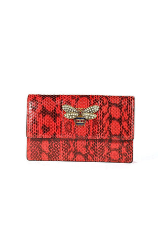 Gucci 476079 2134 Bee Women's Red Snake Skin Shoulder Bag (GG2067)