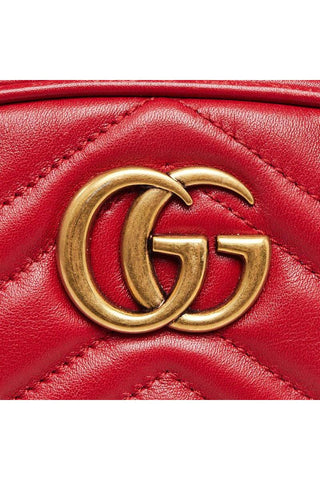 Gucci 476434 DSVRT 6433 Marmont 2.0 Women's Red Matelasse Leather Belt Bag (GG2072)