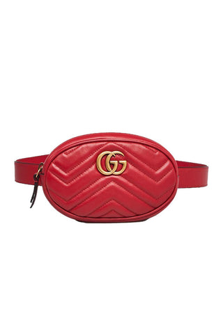 Gucci 476434 DSVRT 6433 Marmont 2.0 Women's Red Matelasse Leather Belt Bag (GG2072)