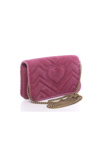 Gucci 488426 2149 Women's Raspberry Pink Velvet Mini Clutch Bag (GG2065)