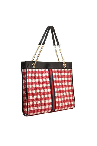 Gucci 537219 498879 Women's Black & Red Fabric / Patent Shoulder Bag (GG2061)