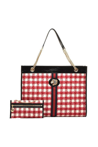 Gucci 537219 498879 Women's Black & Red Fabric / Patent Shoulder Bag (GG2061)