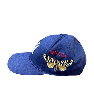 Gucci 538565 Moth Unisex Blue Fabric New York Yankee Apllicated Baseball Hats (GGH1001)-AmbrogioShoes