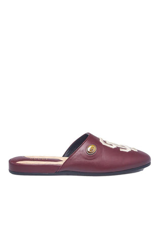 Gucci 540586 Bordeaux Leather 'SF' Embroidered Slip-On Mules (GGM1728)