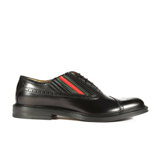 Gucci 547592 0GQ30 1078 Black Calf-Skin Leather Cap-Toe Oxfords (GGM1719)-AmbrogioShoes