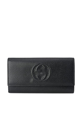 Gucci 598206 A7M0G 1000 Soho Women's Black Leather Flap-Closure Wallets (GGWW3608)