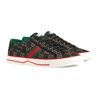 Gucci 606111 Black & Ivory Jacquard Denim Tennis 1977 Sneakers (GGM1732)-AmbrogioShoes