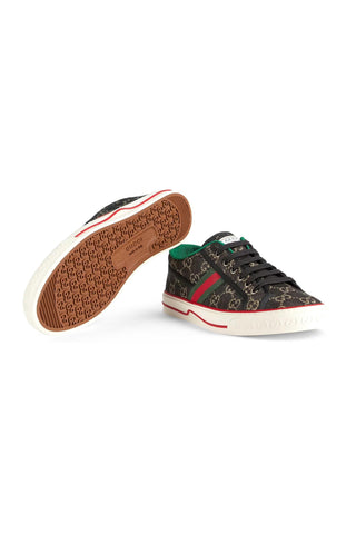 Gucci 606111 Black & Ivory Jacquard Denim Tennis 1977 Sneakers (GGM1732)
