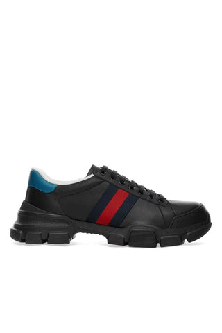Gucci 624701 Nathane Black, Red & Blue Leather Web Casual Sneakers (GGM1729)