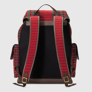 Gucci 625939 2J9AT 8274 Unisex's Multi-Color Houndstooth Fabric / Calf-Skin Leather Backpack (GG2074)-AmbrogioShoes