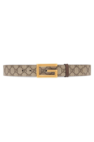 Gucci 626974 K9GST 8358 Belt Brown Supreme Monogram Leather with Gold GG Reversible Buckle (GGB1005)