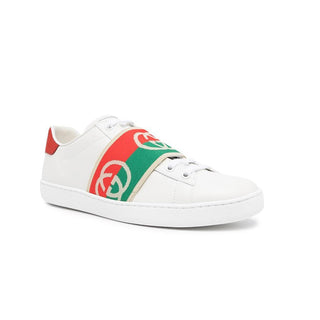 Gucci 643488 Ace White, Red & Green Calf-Skin Leather Web Casual Sneakers (GGM1725)-AmbrogioShoes