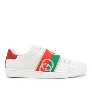 Gucci 643488 Ace White, Red & Green Calf-Skin Leather Web Casual Sneakers (GGM1725)-AmbrogioShoes