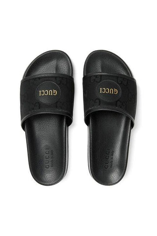 Gucci 644754 H9H90 1000 Black GG Econyl Fabric "Off The Grid " Slide Sandals (GGM1740)