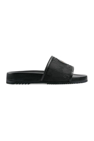 Gucci 644754 H9H90 1000 Black GG Econyl Fabric "Off The Grid " Slide Sandals (GGM1740)