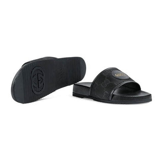 Gucci 644754 H9H90 1000 Men's Shoes Black GG Econyl Fabric "Off The Grid " Slide Sandals (GGM1740)-AmbrogioShoes