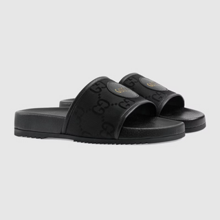 Gucci 644754 H9H90 1000 Men's Shoes Black GG Econyl Fabric "Off The Grid " Slide Sandals (GGM1740)-AmbrogioShoes