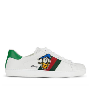 Gucci 649399 Ace Donald Duck White, Red & Green Calf-Skin Leather Casual Sneakers (GGM1727)-AmbrogioShoes