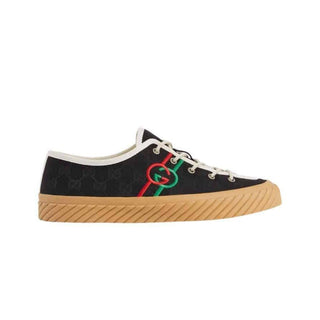 Gucci 703032 FAA5A 1182 Black Canvas Interlocking G Trainer Sneakers (GGM1738)-AmbrogioShoes