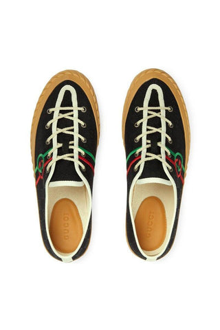 Gucci 703032 FAA5A 1182 Black Canvas Interlocking G Trainer Sneakers (GGM1738)