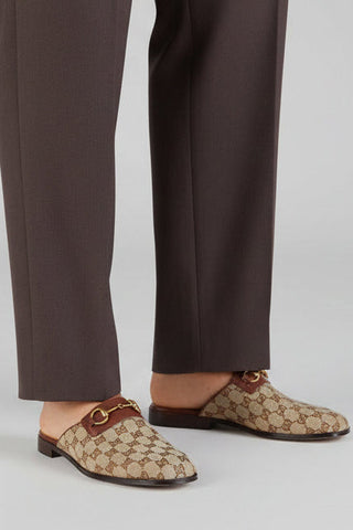 Gucci 719749 FAA0U 9768 Beige & Ebony Fabric / Calf-Skin Leather GG Jarkata Sandals (GGM1744)-AmbrogioShoes