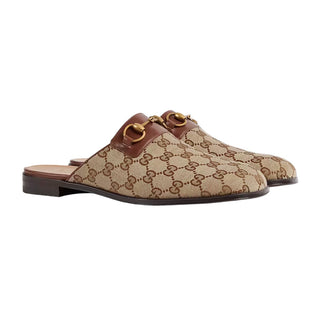 Gucci 719749 FAA0U 9768 Beige & Ebony Fabric / Calf-Skin Leather GG Jarkata Sandals (GGM1744)-AmbrogioShoes