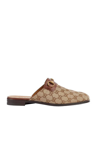 Gucci 719749 FAA0U 9768 Beige & Ebony Fabric / Leather GG Jarkata Sandals (GGM1744)
