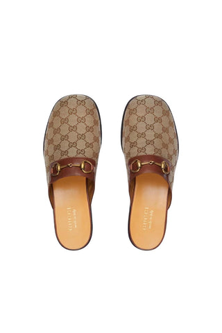 Gucci 719749 FAA0U 9768 Beige & Ebony Fabric / Leather GG Jarkata Sandals (GGM1744)
