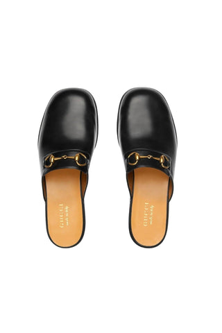 Gucci 723654 1W600 1000 Black Leather GG Jarkata Mule(GGM1743)