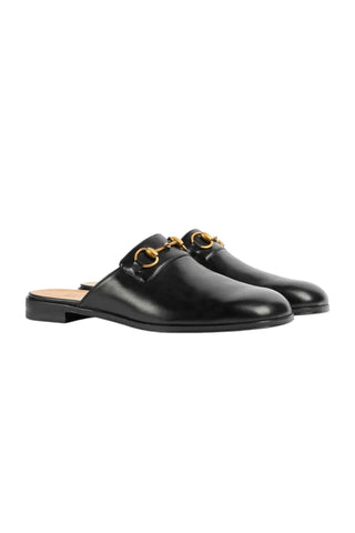 Gucci 723654 1W600 1000 Black Leather GG Jarkata Mule(GGM1743)