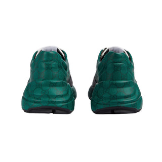 Gucci 746101 FAB4D 1059 Green, Black & White Nylon GG Supreme Rhyton Sneakers (GGM1741)-AmbrogioShoes