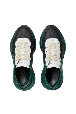 Gucci 746101 FAB4D 1059 Green, Black & White Nylon GG Supreme Rhyton Sneakers (GGM1741)