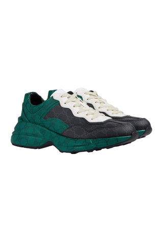 Gucci 746101 FAB4D 1059 Green, Black & White Nylon GG Supreme Rhyton Sneakers (GGM1741)