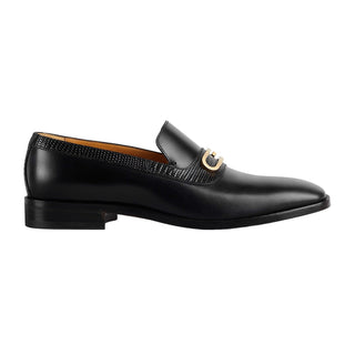 Gucci 750304 AACBM 1000 Black Horse Calf-Skin Leather / Lizard Geometric G Slip-On Loafers (GGM1742)-AmbrogioShoes