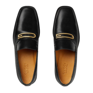 Gucci 750304 AACBM 1000 Black Horse Calf-Skin Leather / Lizard Geometric G Slip-On Loafers (GGM1742)-AmbrogioShoes