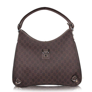 Gucci Abbey Handbag Signature Fabric Denim Hobo Brown Designer handbags (GG1805)-AmbrogioShoes