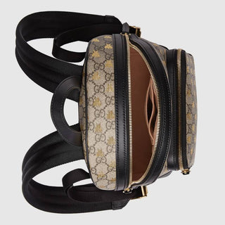 Gucci Unisex Biege Bee Print Supreme Canvas / Leather BackBag (GG2057)-AmbrogioShoes