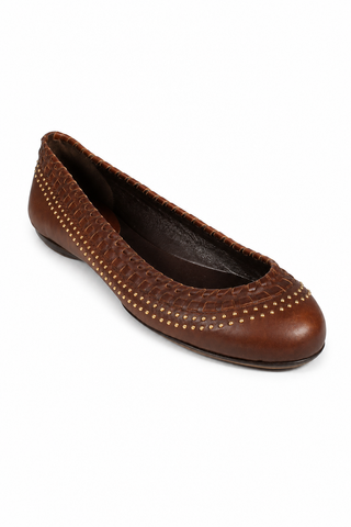 Gucci Ballerina's Designer Shoes for Women Brown Leather Flats