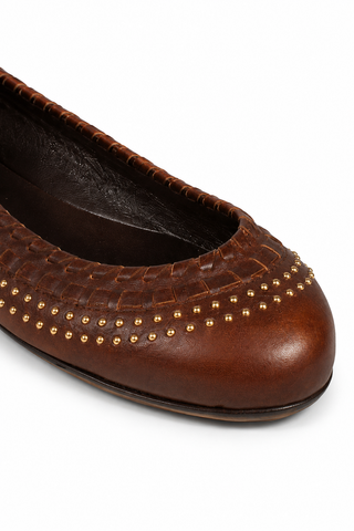 Gucci Ballerina's Designer Shoes for Women Brown Leather Flats