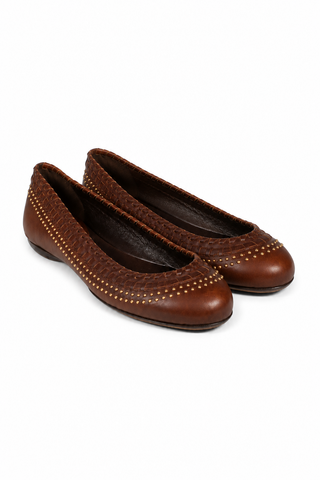 Gucci Ballerina's Designer Shoes for Women Brown Leather Flats
