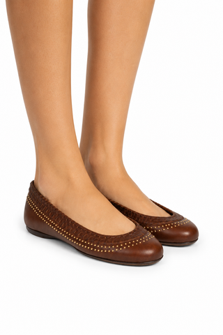 Gucci Ballerina's Designer Shoes for Women Brown Leather Flats