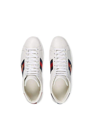 Gucci Bee Ace High-Top Sneakers White Leather Trainers 501803 DOPE0 (GGM1702)