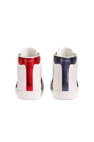 Gucci Bee Ace High-Top Sneakers White Leather Trainers 501803 DOPE0 (GGM1702)