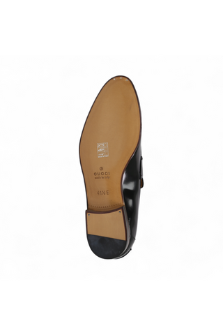 Gucci Men's Designer Shoes Black Leather Loafers with Logo Style 181797 (GGM1507)