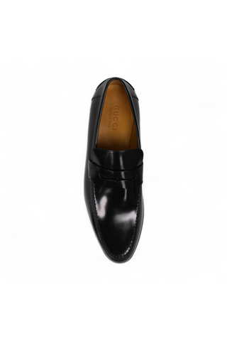 Gucci Black Leather Loafers with Logo Style 181797 (GGM1507)