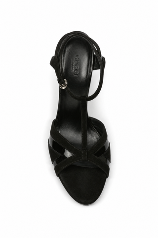Gucci Black Suede / Calf-Skin Leather High-Heel Sandals(GGW1551)